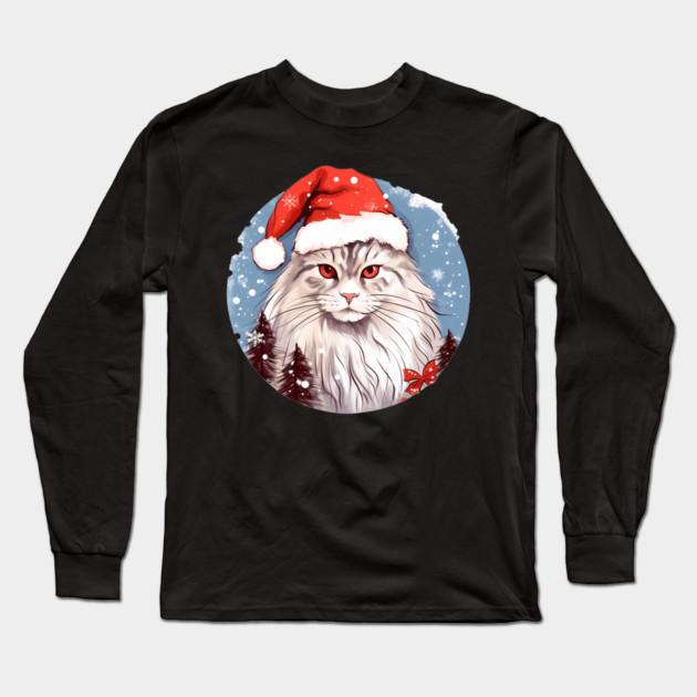 Siberian Cat Xmas, Love Cats Long Sleeve T-Shirt by logiamerch