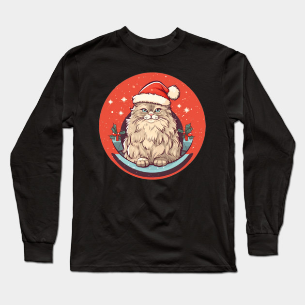Siberian Cat Xmas, Love Cats Long Sleeve T-Shirt by logiamerch