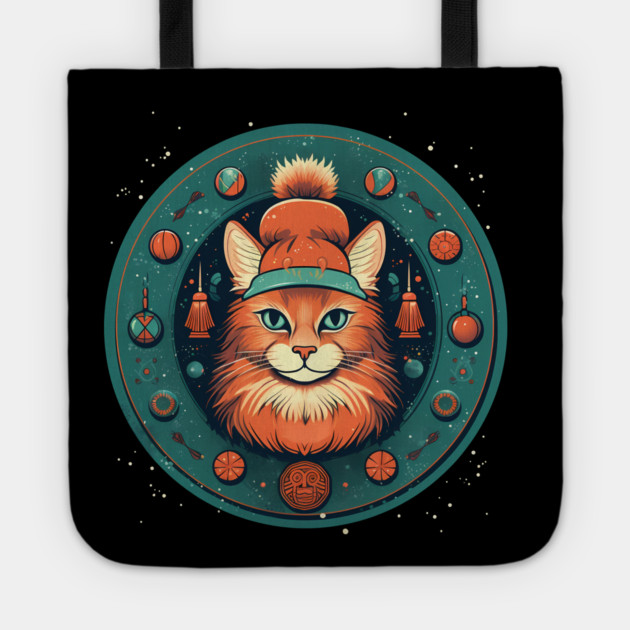 Somali Cat Xmas, Love Cats Tote by logiamerch