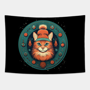 Somali Cat Xmas, Love Cats Tapestry