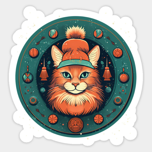 Somali Cat Xmas, Love Cats Sticker by logiamerch