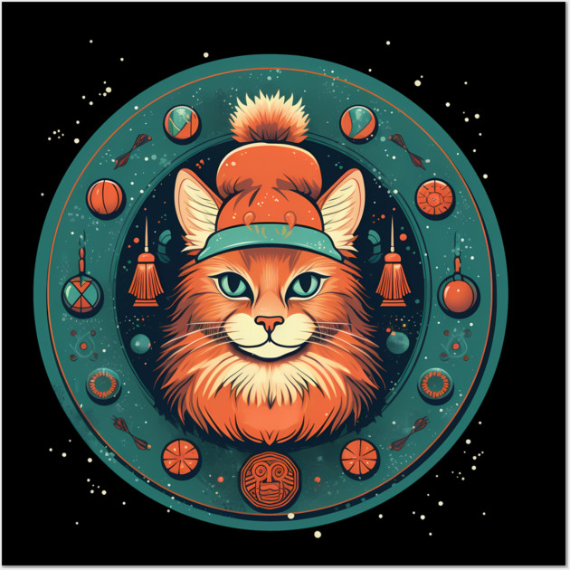 Somali Cat Xmas, Love Cats Wall Art by logiamerch