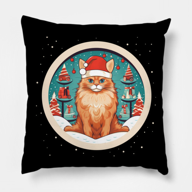 Somali Cat Xmas, Love Cats Pillow by logiamerch