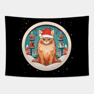 Somali Cat Xmas, Love Cats Tapestry