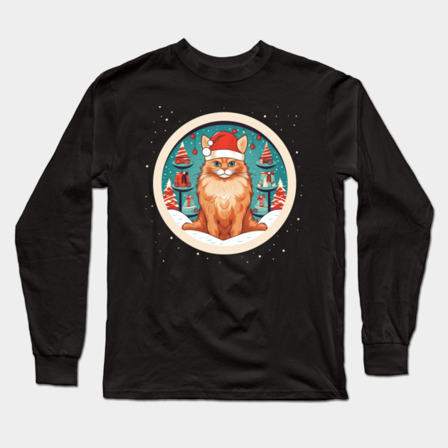 Somali Cat Xmas, Love Cats Long Sleeve T-Shirt by logiamerch