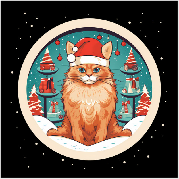 Somali Cat Xmas, Love Cats Wall Art by logiamerch