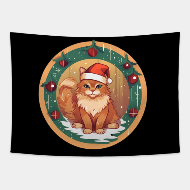 Somali Cat Xmas, Love Cats Tapestry by logiamerch