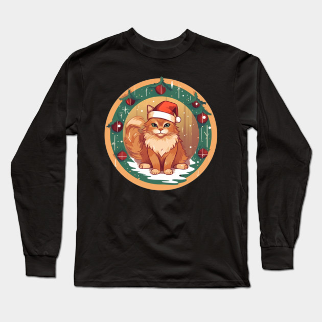 Somali Cat Xmas, Love Cats Long Sleeve T-Shirt by logiamerch