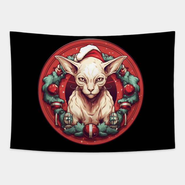 Sphynx Cat Xmas, Love Cats Tapestry by logiamerch