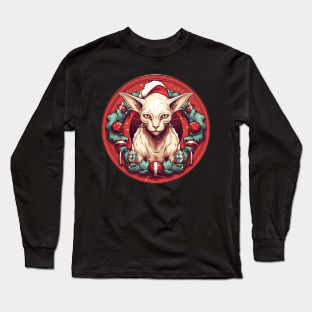 Sphynx Cat Xmas, Love Cats Long Sleeve T-Shirt by logiamerch