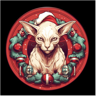 Sphynx Cat Xmas, Love Cats Posters and Art