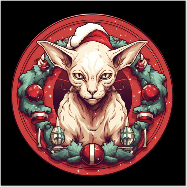 Sphynx Cat Xmas, Love Cats Wall Art by logiamerch