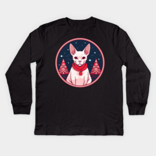 Sphynx Cat Xmas, Love Cats Kids Long Sleeve T-Shirt