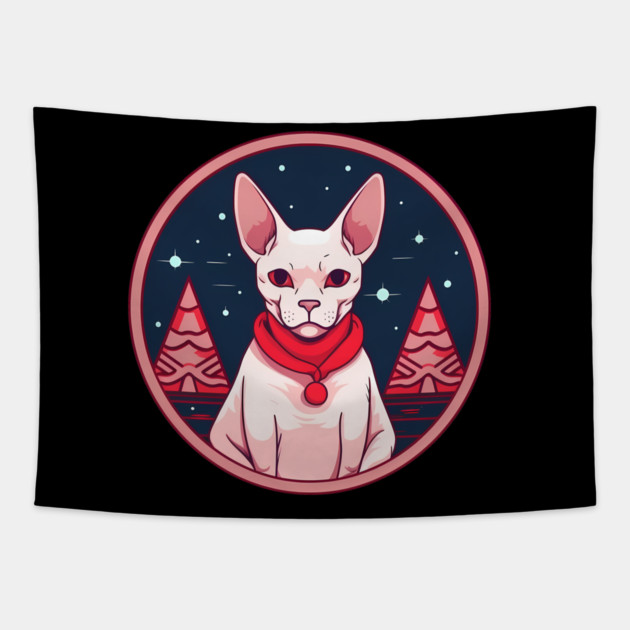 Sphynx Cat Xmas, Love Cats Tapestry by logiamerch