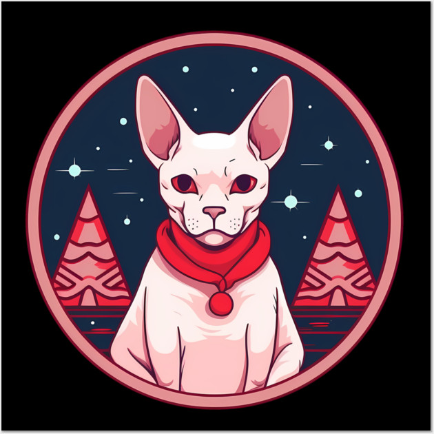 Sphynx Cat Xmas, Love Cats Wall Art by logiamerch