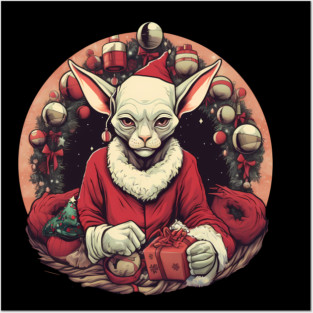 Sphynx Cat Xmas, Love Cats Posters and Art