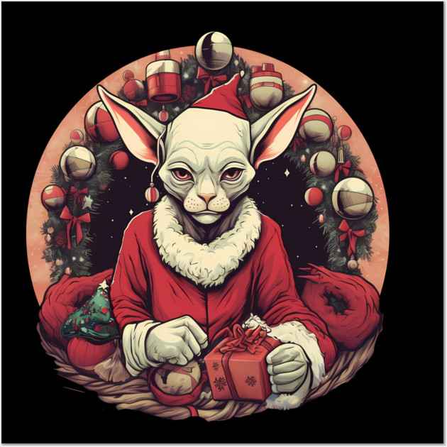 Sphynx Cat Xmas, Love Cats Wall Art by logiamerch