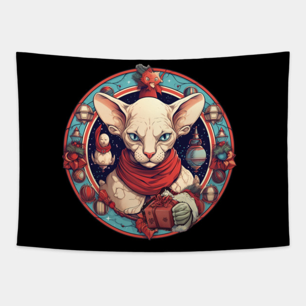Sphynx Cat Xmas, Love Cats Tapestry by logiamerch