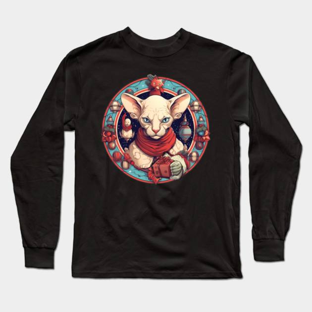 Sphynx Cat Xmas, Love Cats Long Sleeve T-Shirt by logiamerch