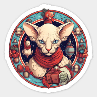 Sphynx Cat Xmas, Love Cats Sticker