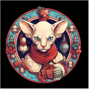 Sphynx Cat Xmas, Love Cats Posters and Art