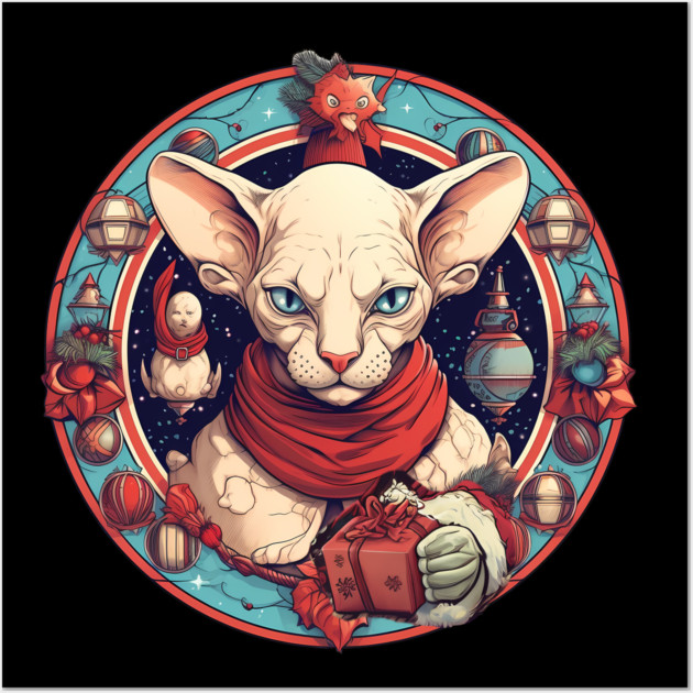 Sphynx Cat Xmas, Love Cats Wall Art by logiamerch