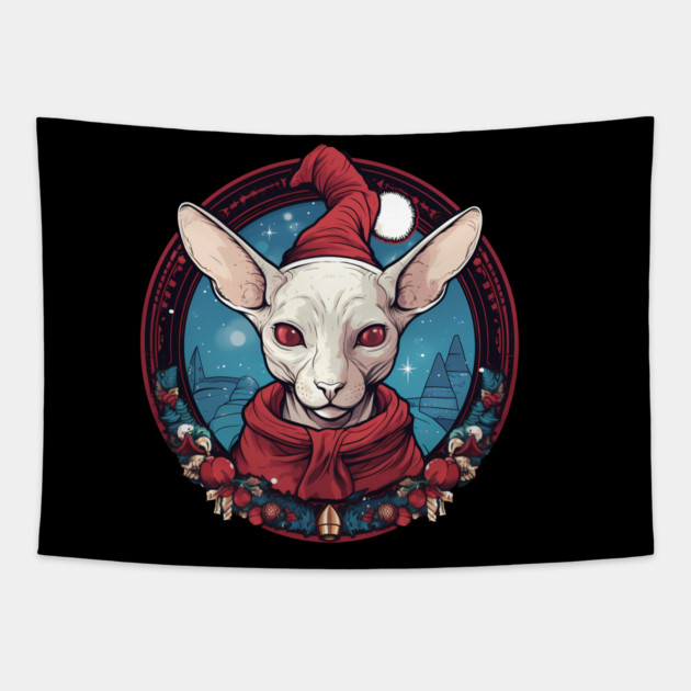 Sphynx Cat Xmas, Love Cats Tapestry by logiamerch
