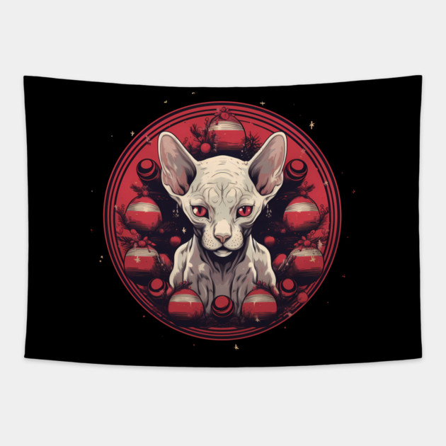 Sphynx Cat Xmas, Love Cats Tapestry by logiamerch