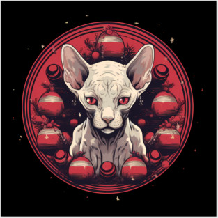 Sphynx Cat Xmas, Love Cats Posters and Art