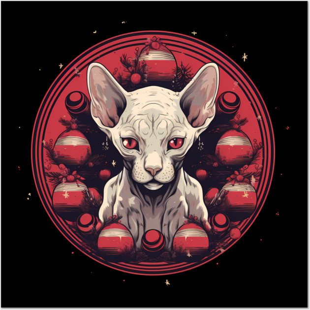 Sphynx Cat Xmas, Love Cats Wall Art by logiamerch
