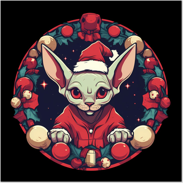 Sphynx Cat Xmas, Love Cats Wall Art by logiamerch