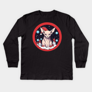 Sphynx Cat Xmas, Love Cats Kids Long Sleeve T-Shirt