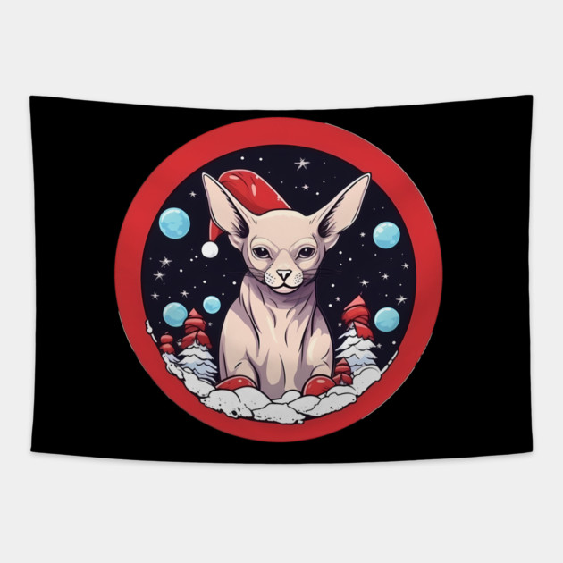 Sphynx Cat Xmas, Love Cats Tapestry by logiamerch