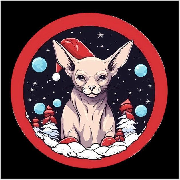 Sphynx Cat Xmas, Love Cats Wall Art by logiamerch