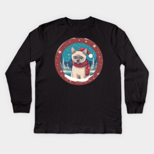 Tonkinese Cat Xmas, Love Cats Kids Long Sleeve T-Shirt