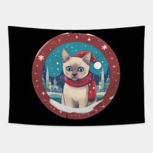 Tonkinese Cat Xmas, Love Cats Tapestry