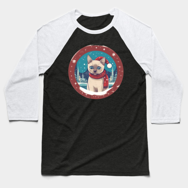 Tonkinese Cat Xmas, Love Cats Baseball T-Shirt by logiamerch