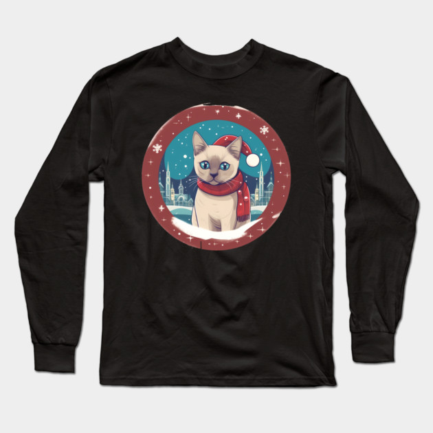 Tonkinese Cat Xmas, Love Cats Long Sleeve T-Shirt by logiamerch