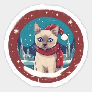 Tonkinese Cat Xmas, Love Cats Sticker