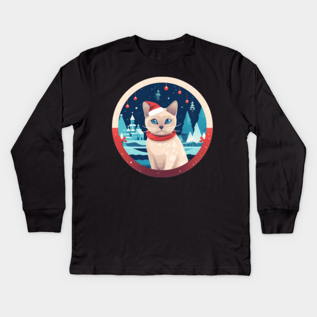 Tonkinese Cat Xmas, Love Cats Kids Long Sleeve T-Shirt by logiamerch