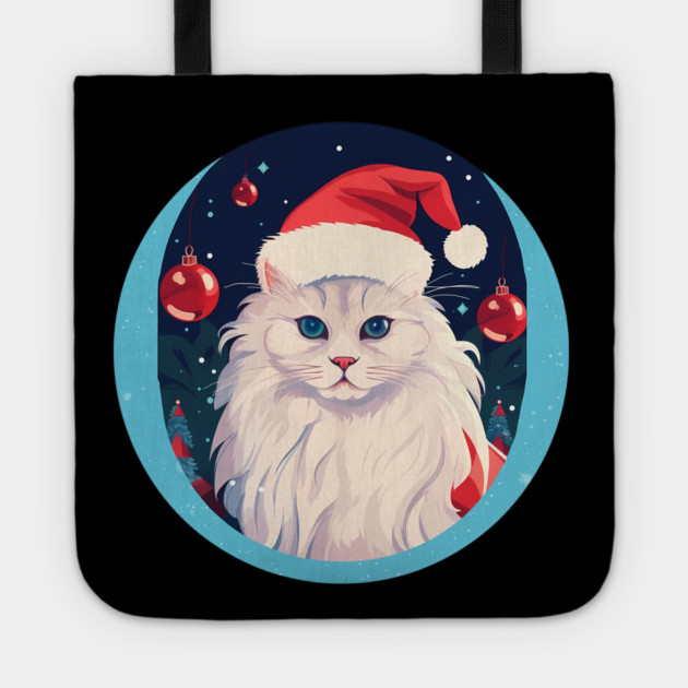 Turkish Angora Cat Xmas, Love Cats Tote by logiamerch