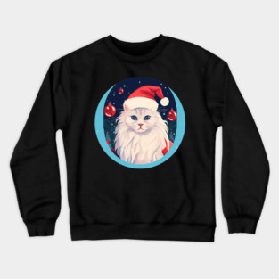 Turkish Angora Cat Xmas, Love Cats Crewneck Sweatshirt