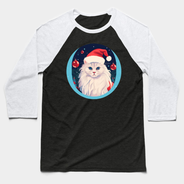 Turkish Angora Cat Xmas, Love Cats Baseball T-Shirt by logiamerch