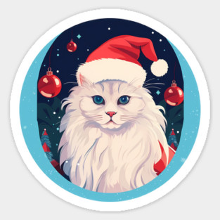 Turkish Angora Cat Xmas, Love Cats Sticker