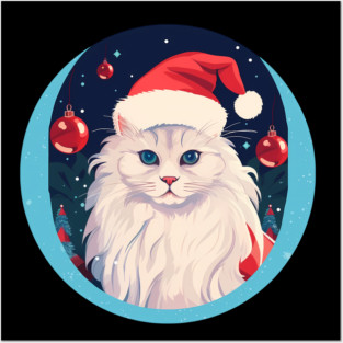 Turkish Angora Cat Xmas, Love Cats Posters and Art