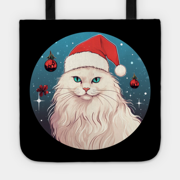 Turkish Angora Cat Xmas, Love Cats Tote by logiamerch