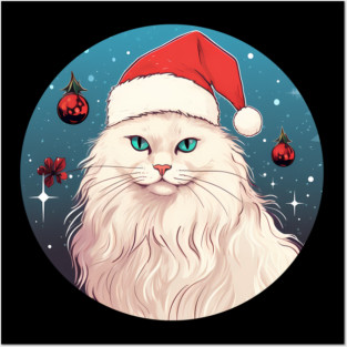 Turkish Angora Cat Xmas, Love Cats Posters and Art