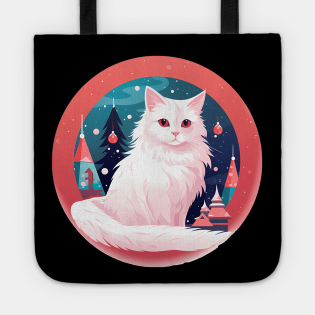 Turkish Angora Cat Xmas, Love Cats Tote by logiamerch