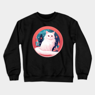 Turkish Angora Cat Xmas, Love Cats Crewneck Sweatshirt