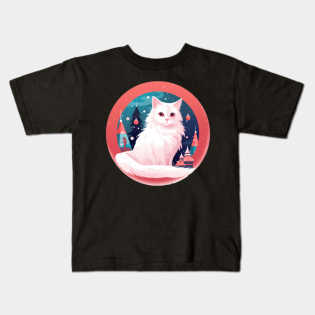 Turkish Angora Cat Xmas, Love Cats Kids T-Shirt by logiamerch